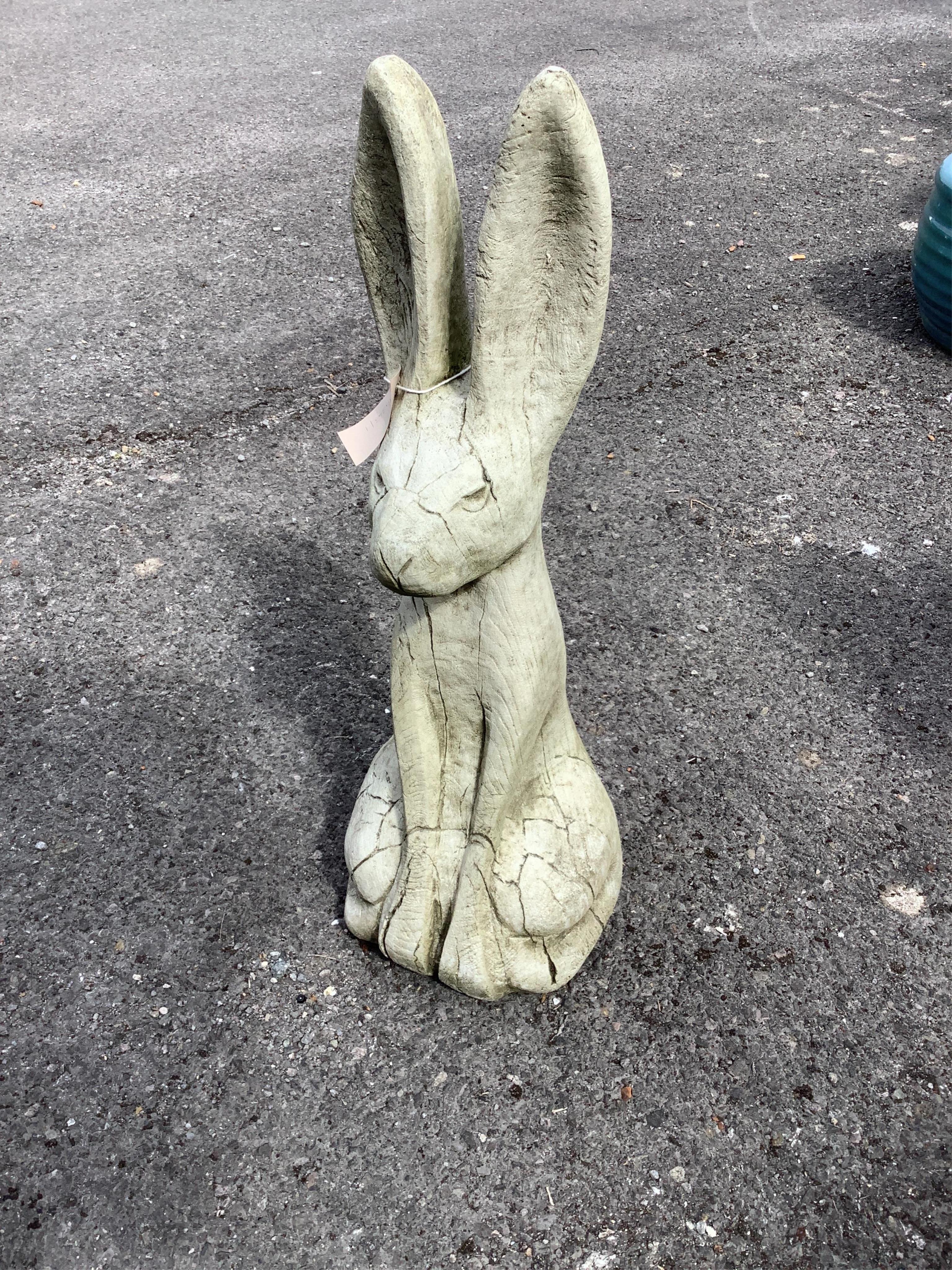 A reconstituted stone hare, height 67cm. Condition - good